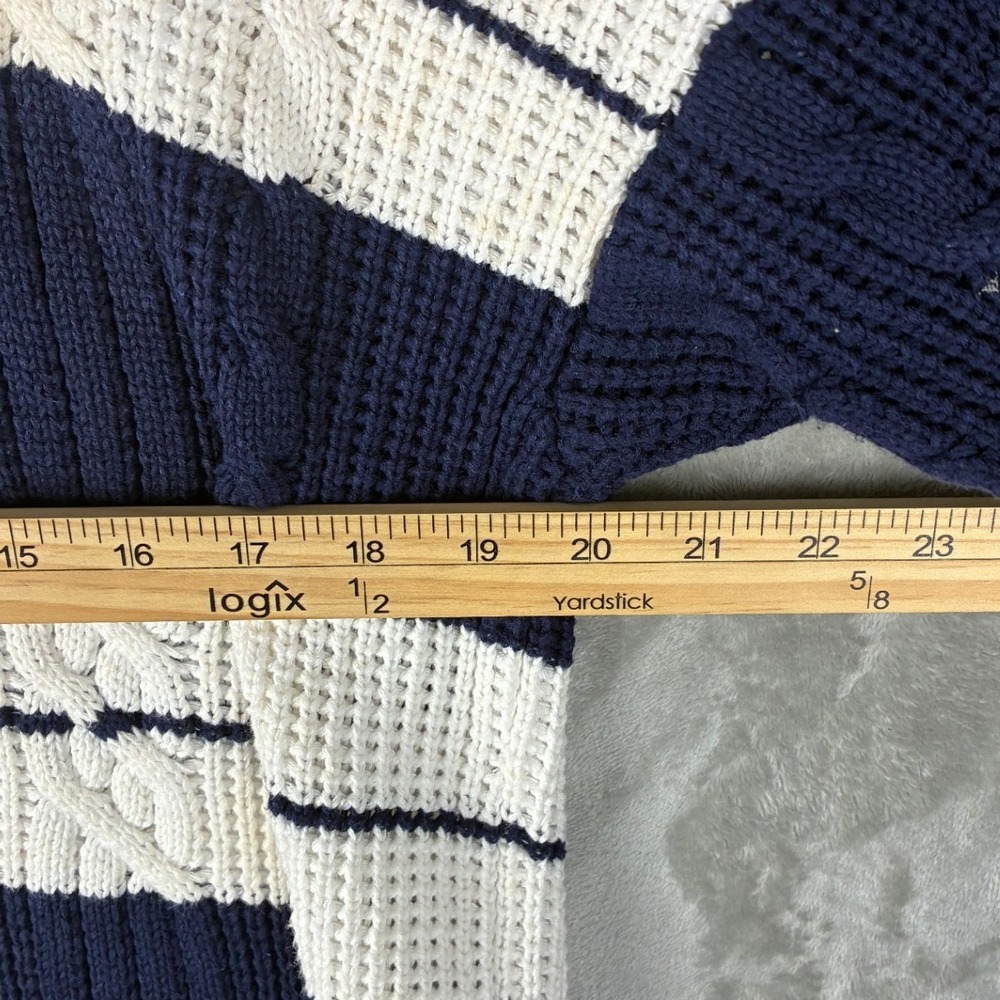 Christian Dior Monsieur‎ Vintage Striped Cable Knit Sweater Mens XL Navy White - Picture 3 of 6